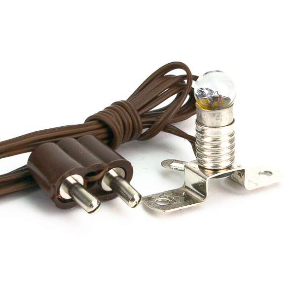 Lampenset E5,5 komplett, 3,89 € Fassung E5,5 an Kabel+Stecker für 3,5V Puppenhausbeleuchtung