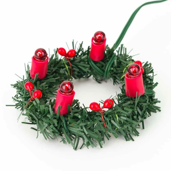 Adventskranz Leuchter weihnachtliche Puppenhaus Miniaturen 1:12 Seiffen Erzgebir 