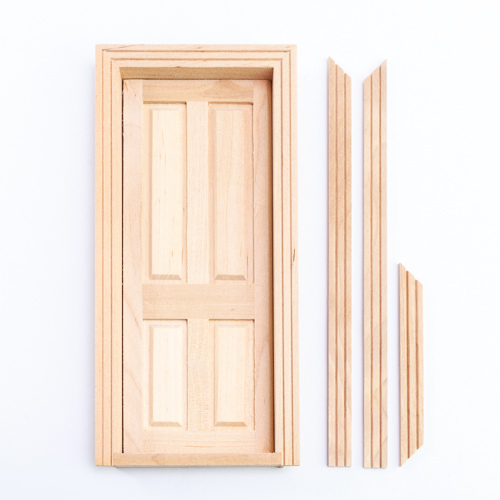 naturbelassen 9x18cm. nicht beweglich Holztür 1:12 Puppenhaus zum Ankleben 