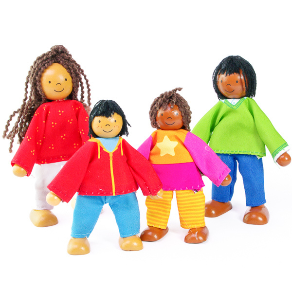 GOKI Biegepuppen FAMILIE Puppen Puppenhaus Puppenstube Spielfiguren Zubehör SET 