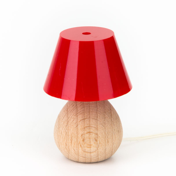 LED Tischlampe mit Holzfuß ROT