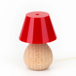 LED Tischlampe mit Holzfuß ROT