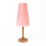 Stehlampe mit Holzfuß und Plisseeschirm ROSA