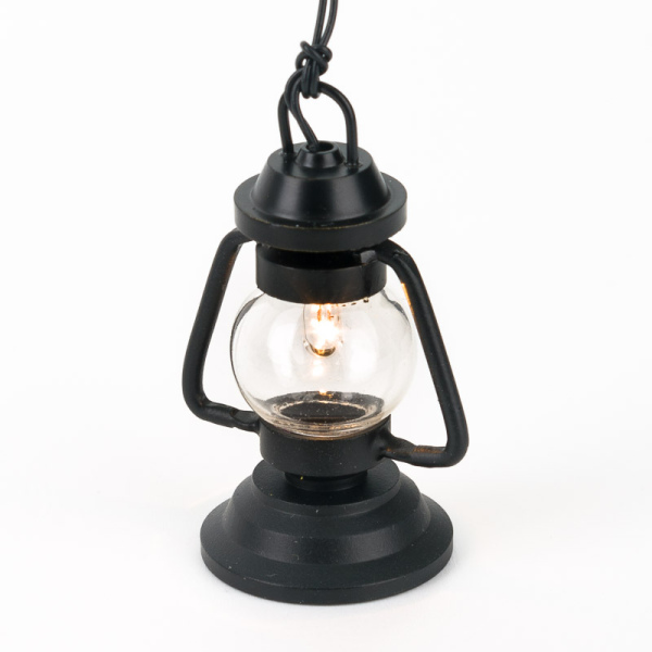 1:12 Maßstab Schwarz Viktorianischer Stil LED Akku Öl Lampe Puppenhaus Licht 