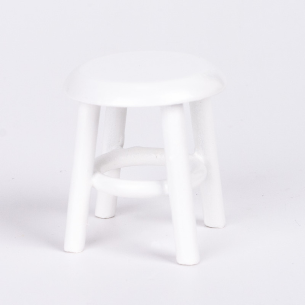 weißer Holzhocker für Puppenstube, 2,52